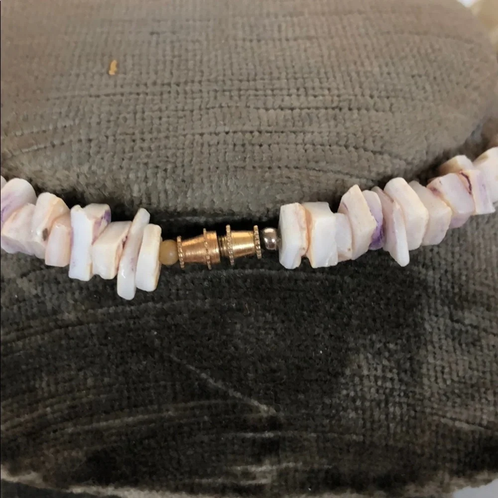 Hawaiian Cream and Purple Beaded Pula Necklace